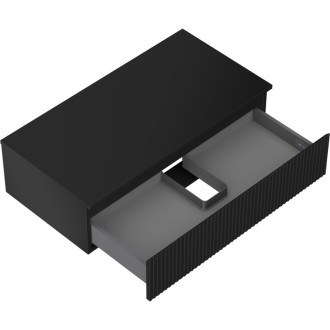 Mexen Rivel koupelnová skříňka pod umyvadlo 90 cm s pracovní deskou, 1 zásuvka, drážkovaná, matná černá - 91A20-09023-1-BFC71