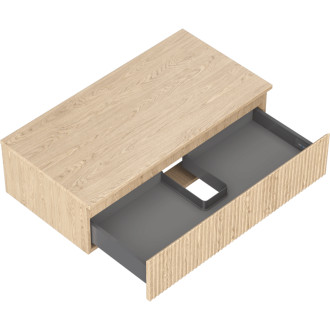 Mexen Rivel koupelnová skříňka pod umyvadlo 90 cm s pracovní deskou, 1 zásuvka, drážkovaná, dub - 91A20-09023-1-BFC81