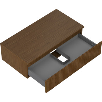 Mexen Rivel koupelnová skříňka pod umyvadlo 90 cm s pracovní deskou, 1 zásuvka, drážkovaná, ořech - 91A20-09023-1-BFC86