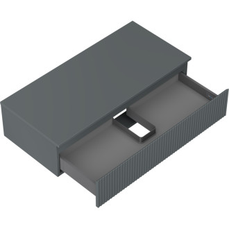 Mexen Rivel koupelnová skříňka pod umyvadlo 100 cm s pracovní deskou, 1 zásuvka, drážkovaná, matný grafit - 91A20-10023-1-BFC66