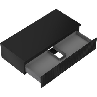 Mexen Rivel szafka łazienkowa podumywalkowa 100 cm z blatem, 1 szuflada, ryflowana , czarna mat - 91A20-10023-1-BFC71