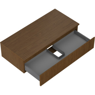 Mexen Rivel koupelnová skříňka pod umyvadlo 100 cm s pracovní deskou, 1 zásuvka, drážkovaná, ořech - 91A20-10023-1-BFC86