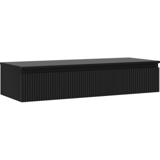 Mexen Rivel koupelnová skříňka pod umyvadlo 120 cm s pracovní deskou, 1 zásuvka, drážkovaná, matná černá - 91A20-12023-1-BFC71