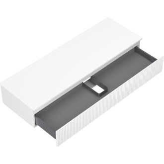 Mexen Rivel koupelnová skříňka pod umyvadlo 140 cm s pracovní deskou, 1 zásuvka, drážkovaná, matně bílá - 91A20-14023-1-BFC01