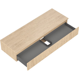 Mexen Rivel koupelnová skříňka pod umyvadlo 140 cm s pracovní deskou, 1 zásuvka, drážkovaná, dub - 91A20-14023-1-BFC81