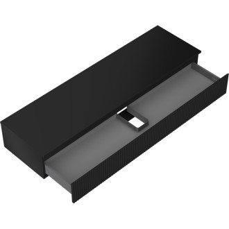 Mexen Rivel koupelnová skříňka pod umyvadlo 160 cm s pracovní deskou, 1 zásuvka, drážkovaná, matně černá - 91A20-16023-1-BFC71