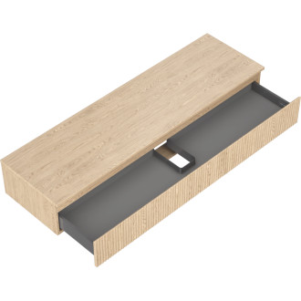 Mexen Rivel koupelnová skříňka pod umyvadlo 160 cm s pracovní deskou, 1 zásuvka, drážkovaná, dub - 91A20-16023-1-BFC81