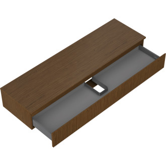 Mexen Rivel koupelnová skříňka pod umyvadlo 160 cm s pracovní deskou, 1 zásuvka, drážkovaná, ořech - 91A20-16023-1-BFC86