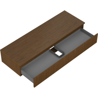 Mexen Rivel koupelnová skříňka pod umyvadlo 140 cm s pracovní deskou, 1 zásuvka, drážkovaná, ořech - 91A20-14023-1-BFC86