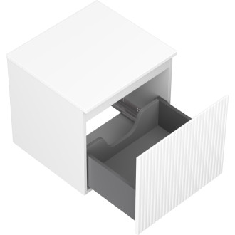 Mexen Rivel koupelnová skříňka pod umyvadlo 50 cm s pracovní deskou, 1 zásuvka, drážkovaná, matná bílá - 91A20-05047-1-BFC01