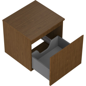 Mexen Rivel koupelnová skříňka pod umyvadlo 50 cm s pracovní deskou, 1 zásuvka, drážkovaná, ořech - 91A20-05047-1-BFC86