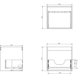Mexen Rivel koupelnová skříňka pod umyvadlo 50 cm s pracovní deskou, 1 zásuvka, drážkovaná, ořech - 91A20-05047-1-BFC86