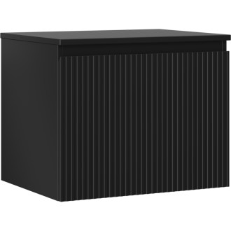 Mexen Rivel koupelnová skříňka pod umyvadlo 60 cm s deskou, 1 zásuvka, drážkovaná, matná černá - 91A20-06047-1-BFC71