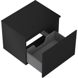 Mexen Rivel koupelnová skříňka pod umyvadlo 60 cm s deskou, 1 zásuvka, drážkovaná, matná černá - 91A20-06047-1-BFC71