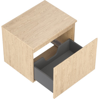 Mexen Rivel koupelnová skříňka pod umyvadlo 60 cm s pracovní deskou, 1 zásuvka, drážkovaná, dub - 91A20-06047-1-BFC81