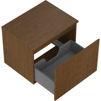 Mexen Rivel koupelnová skříňka pod umyvadlo 60 cm s pracovní deskou, 1 zásuvka, drážkovaná, ořech - 91A20-06047-1-BFC86