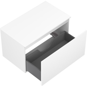 Mexen Rivel koupelnová skříňka pod umyvadlo 80 cm s deskou, 1 zásuvka, drážkovaná, matná bílá - 91A20-08047-1-BFC01