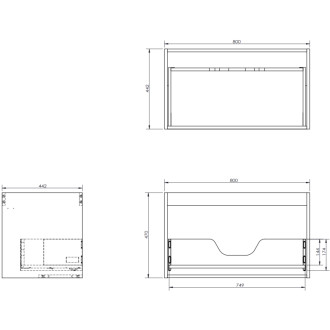 Mexen Rivel koupelnová skříňka pod umyvadlo 80 cm s deskou, 1 zásuvka, drážkovaná, matná bílá - 91A20-08047-1-BFC01