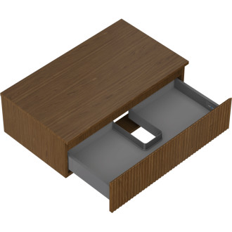 Mexen Rivel koupelnová skříňka pod umyvadlo 80 cm s pracovní deskou, 1 zásuvka, drážkovaná, ořech - 91A20-08047-1-BFC86