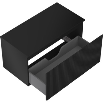 Mexen Rivel koupelnová skříňka pod umyvadlo 90 cm s pracovní deskou, 1 zásuvka, drážkovaná, matná černá - 91A20-09047-1-BFC71