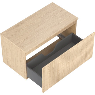 Mexen Rivel koupelnová skříňka pod umyvadlo 90 cm s pracovní deskou, 1 zásuvka, drážkovaná, dub - 91A20-09047-1-BFC81