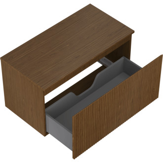 Mexen Rivel koupelnová skříňka pod umyvadlo 90 cm s pracovní deskou, 1 zásuvka, drážkovaná, ořech - 91A20-09047-1-BFC86