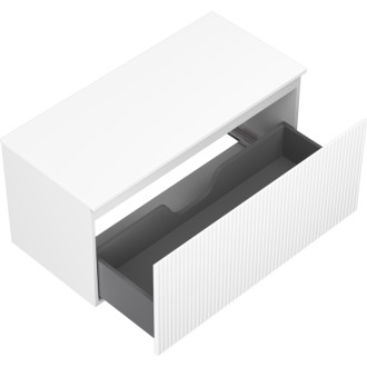 Mexen Rivel koupelnová skříňka pod umyvadlo 100 cm s pracovní deskou, 1 zásuvka, drážkovaná, matná bílá - 91A20-10047-1-BFC01