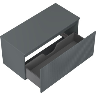 Mexen Rivel koupelnová skříňka pod umyvadlo 100 cm s pracovní deskou, 1 zásuvka, drážkovaná, matný grafit - 91A20-10047-1-BFC66