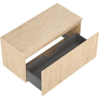 Mexen Rivel koupelnová skříňka pod umyvadlo 100 cm s pracovní deskou, 1 zásuvka, drážkovaná, dub - 91A20-10047-1-BFC81