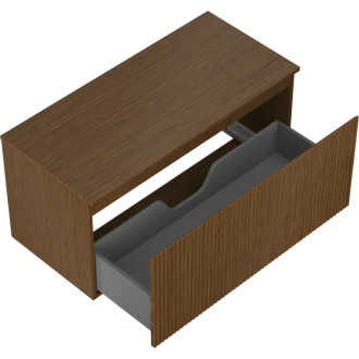 Mexen Rivel koupelnová skříňka pod umyvadlo 100 cm s pracovní deskou, 1 zásuvka, drážkovaná, ořech - 91A20-10047-1-BFC86