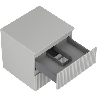 Mexen Rivel koupelnová skříňka pod umyvadlo 50 cm s deskou, 2 zásuvky, drážkovaná, matně šedá - 91A20-05047-2-BFFC62