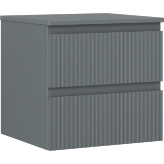 Mexen Rivel koupelnová skříňka pod umyvadlo 50 cm s pracovní deskou, 2 zásuvky, drážkovaná, matný grafit - 91A20-05047-2-BFFC66