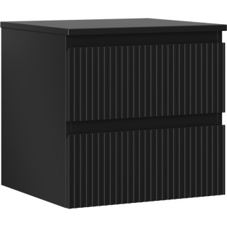 Mexen Rivel koupelnová skříňka pod umyvadlo 50 cm s deskou, 2 zásuvky, drážkovaná, matná černá - 91A20-05047-2-BFFC71