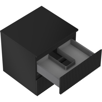 Mexen Rivel koupelnová skříňka pod umyvadlo 50 cm s deskou, 2 zásuvky, drážkovaná, matná černá - 91A20-05047-2-BFFC71