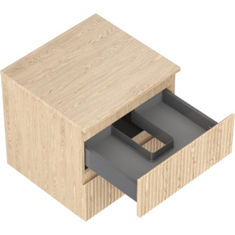 Mexen Rivel koupelnová skříňka pod umyvadlo 50 cm s pracovní deskou, 2 zásuvky, drážkovaná, dub - 91A20-05047-2-BFFC81