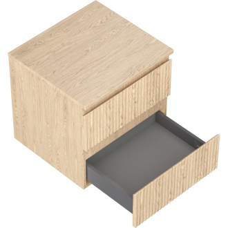 Mexen Rivel koupelnová skříňka pod umyvadlo 50 cm s pracovní deskou, 2 zásuvky, drážkovaná, dub - 91A20-05047-2-BFFC81