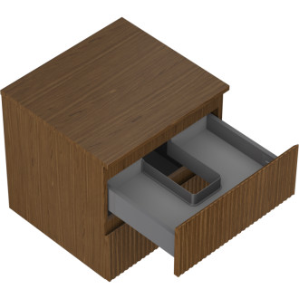 Mexen Rivel koupelnová skříňka pod umyvadlo 50 cm s pracovní deskou, 2 zásuvky, drážkovaná, ořech - 91A20-05047-2-BFFC86