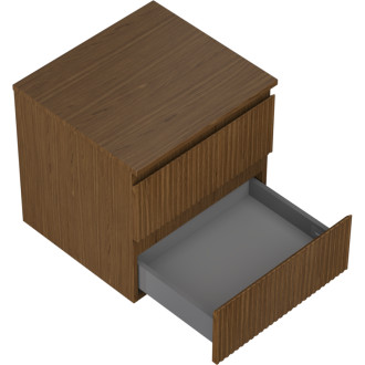 Mexen Rivel koupelnová skříňka pod umyvadlo 50 cm s pracovní deskou, 2 zásuvky, drážkovaná, ořech - 91A20-05047-2-BFFC86