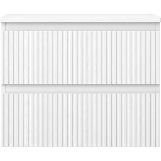 Mexen Rivel koupelnová skříňka pod umyvadlo 60 cm s deskou, 2 zásuvky, drážkovaná, matná bílá - 91A20-06047-2-BFFC01