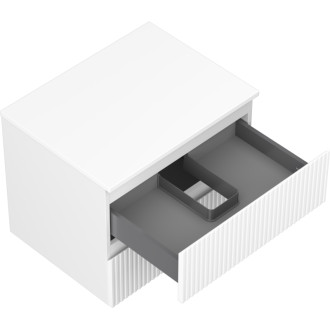 Mexen Rivel koupelnová skříňka pod umyvadlo 60 cm s deskou, 2 zásuvky, drážkovaná, matná bílá - 91A20-06047-2-BFFC01