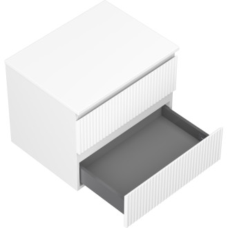 Mexen Rivel koupelnová skříňka pod umyvadlo 60 cm s deskou, 2 zásuvky, drážkovaná, matná bílá - 91A20-06047-2-BFFC01