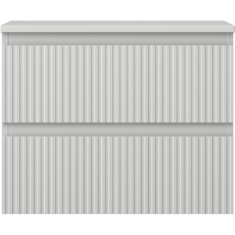 Mexen Rivel koupelnová skříňka pod umyvadlo 60 cm s deskou, 2 zásuvky, drážkovaná, matně šedá - 91A20-06047-2-BFFC62