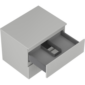 Mexen Rivel koupelnová skříňka pod umyvadlo 60 cm s deskou, 2 zásuvky, drážkovaná, matně šedá - 91A20-06047-2-BFFC62