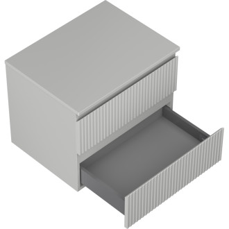 Mexen Rivel koupelnová skříňka pod umyvadlo 60 cm s deskou, 2 zásuvky, drážkovaná, matně šedá - 91A20-06047-2-BFFC62