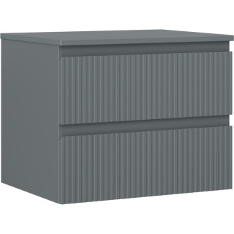 Mexen Rivel koupelnová skříňka pod umyvadlo 60 cm s pracovní deskou, 2 zásuvky, drážkovaná, matný grafit - 91A20-06047-2-BFFC66