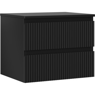 Mexen Rivel koupelnová skříňka pod umyvadlo 60 cm s deskou, 2 zásuvky, drážkovaná, matná černá - 91A20-06047-2-BFFC71