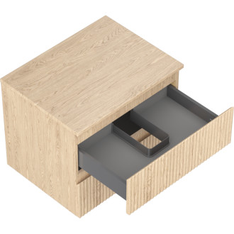 Mexen Rivel koupelnová skříňka pod umyvadlo 60 cm s pracovní deskou, 2 zásuvky, drážkovaná, dub - 91A20-06047-2-BFFC81