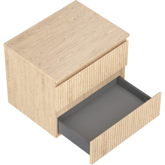 Mexen Rivel koupelnová skříňka pod umyvadlo 60 cm s pracovní deskou, 2 zásuvky, drážkovaná, dub - 91A20-06047-2-BFFC81