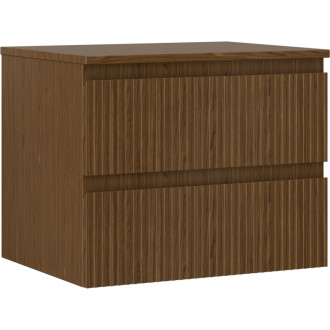 Mexen Rivel koupelnová skříňka pod umyvadlo 60 cm s pracovní deskou, 2 zásuvky, drážkovaná, ořech - 91A20-06047-2-BFFC86