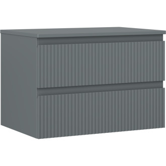 Mexen Rivel koupelnová skříňka pod umyvadlo 70 cm s pracovní deskou, 2 zásuvky, drážkovaná, matný grafit - 91A20-07047-2-BFFC66